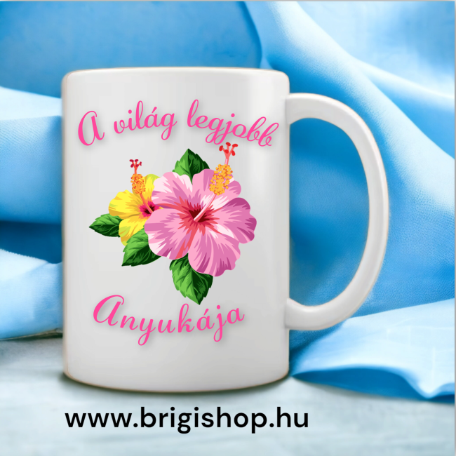 Anyukás bögre-rózsaszín virággal