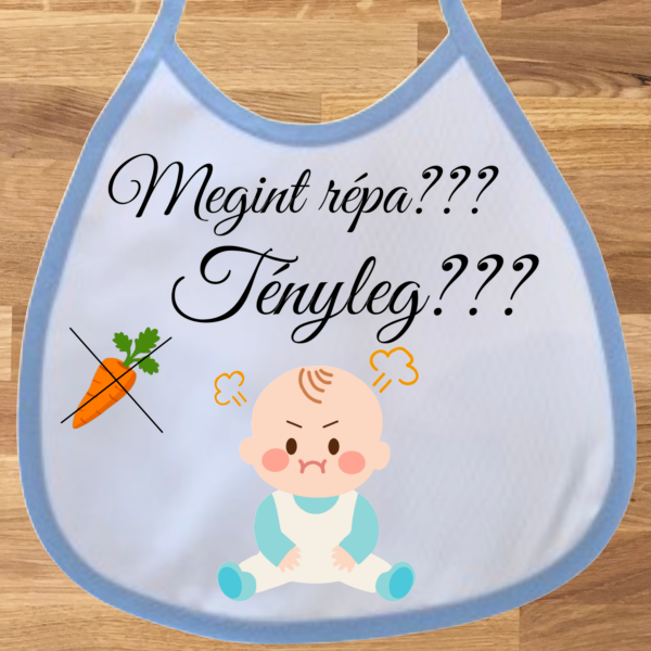 Baba előke fiús - Már megint répa?? (morcos kisfiús)