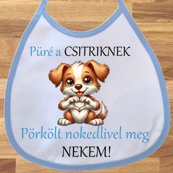 Baba előke fiús - Püré a csitriknek... (cuki kutyusos)
