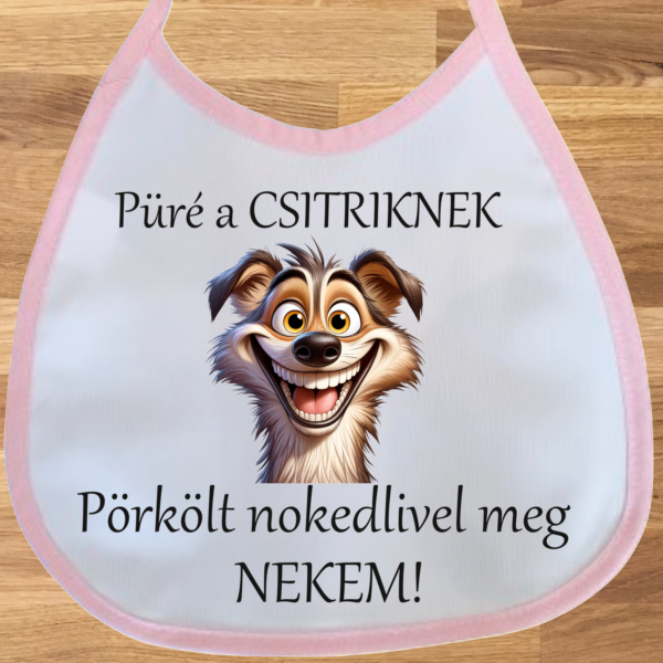 Baba előke lányos - Püré a csitriknek... (kutyusos)
