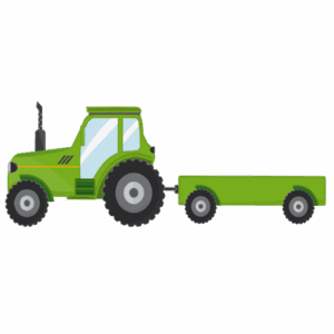 Utánfutós traktor-zöld-ovis jel