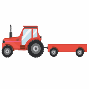 Utánfutós traktor-piros-ovis jel
